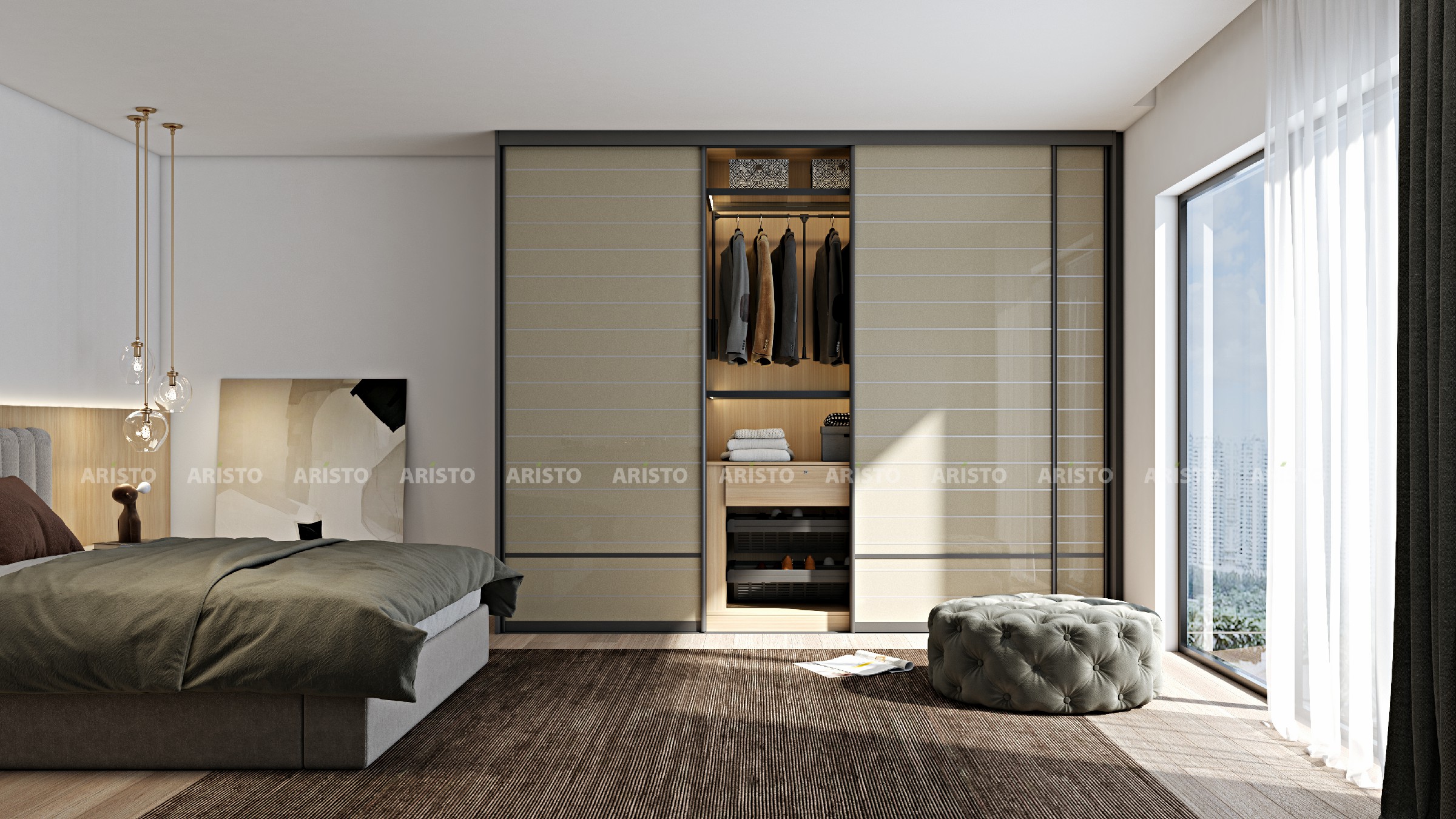 GLA 05 - SHUTTER FINISH - SILK ROUTE(HIGH GLOSSY) WITH FROSTED LINES~1